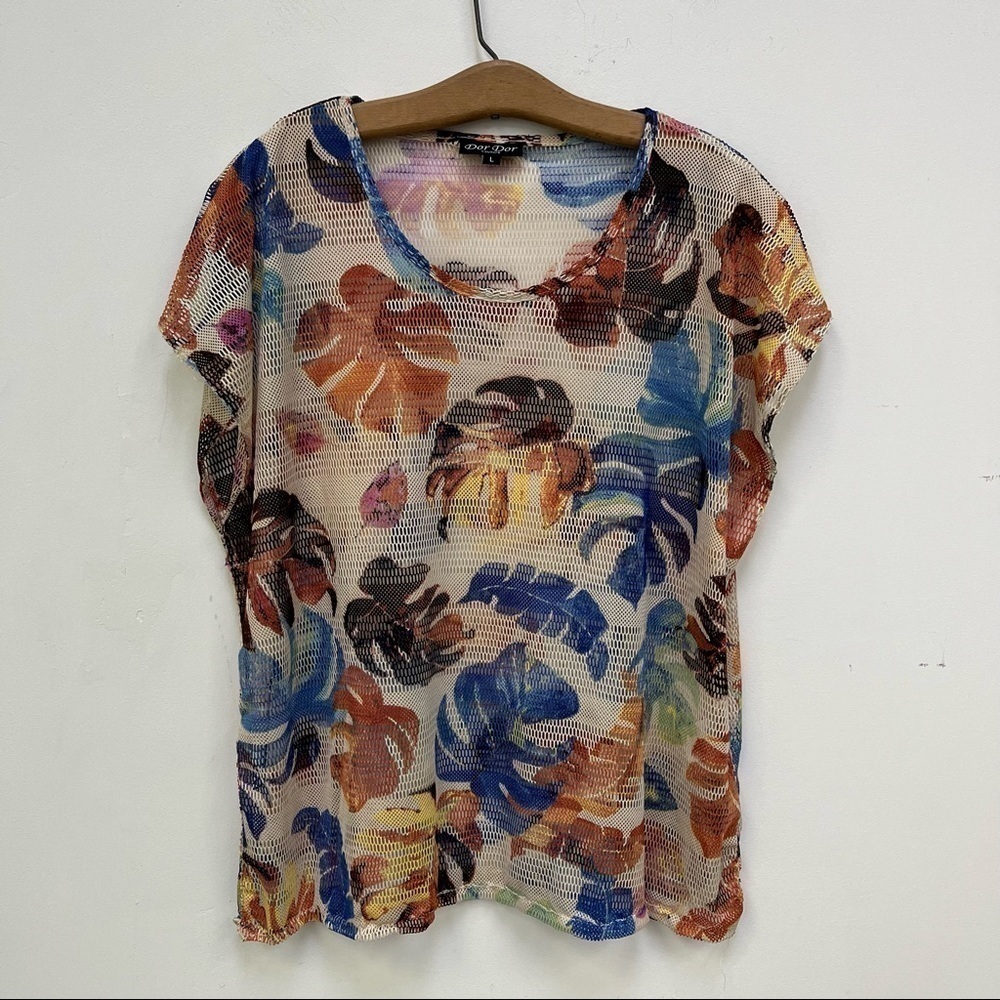 Dor Dor Couture Floral Mesh Top